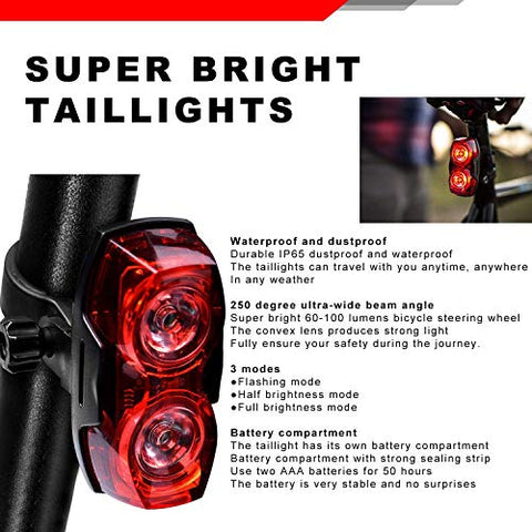Image of Bulfyss Combo of USB Rechargeable Bike Front Horn and Light 120 DB with Super Bright 250 Lumen Light and Raypal Dual LED Bicycle Rear Tail Light