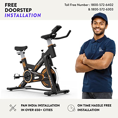 Fitkit FK2000 Flywheel 13.22lbs, Max Weight 120kg Bluetooth Enabled Exercise Spin Bike with Free At Home Installation and Trainer Led Sessions by cult.sport