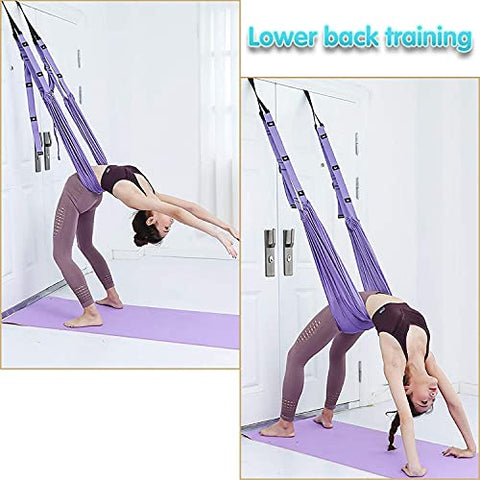 Image of Whixant Aerial Yoga Hammock, Yoga Swing Pilates for Antigravity Yoga Inversion, Antigravity Ceiling Hanging Yoga Sling, for Beginners & Advanced