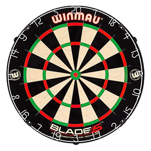 WINMAU Plastic Blade 5 Bristle Dartboard with All-New Thinner Wiring for Higher Scoring and Reduced Bounce-Outs (Multicolour)