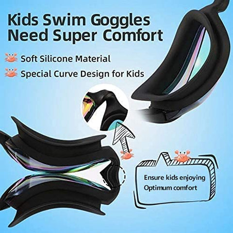 Image of aegend Kids Swim Goggles, Pack of 2 Swimming Goggles for Children Boys & Girls Age 3-9, Silicone Nose Bridge, Clear Vision, Easy-Adjustable Strap, UV Protection, Anti-Fog, No Leaking, Aqua & Fuchsia