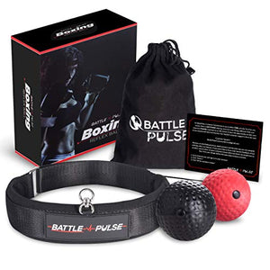 BattlePulse Reflex Ball – Soft Multilayer Headband Boxing Ball – 360-Degree Buckle – 2 Difficulty Level Punching Ball – Reflex Speed Ball – Hand Eye Coordination Training Headset