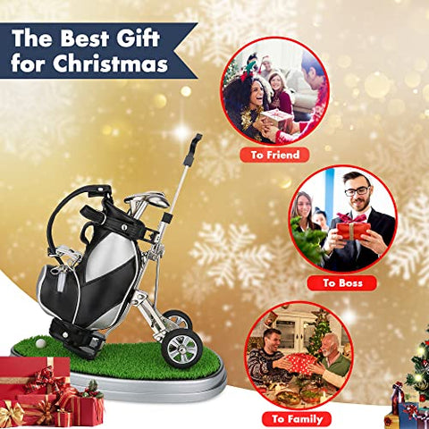Image of 10L0L Golf Pens with Golf Bag Holder Novelty Gifts with 3 Pieces Aluminum Pen Office Desk Golf Bag Pencil Holder for Men Fathers Day Golf Souvenirs Unique Gifts For Golfer Fans Coworker s