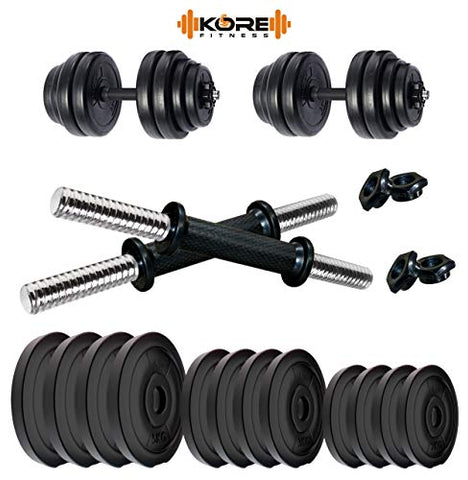 Image of Kore PVC-DM-40KG-COMBO16 (5 kg x 4 + 2 kg x 4 + 3 kg x 4) Dumbbells Set, Multicolour, multicolor