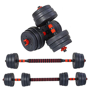 FITSY Adjustable Dumbbell Set - 20 kg PVC Dumbbell and Rod Set for Home Gym Workout with Extension Barbell Rod [AR-2693]