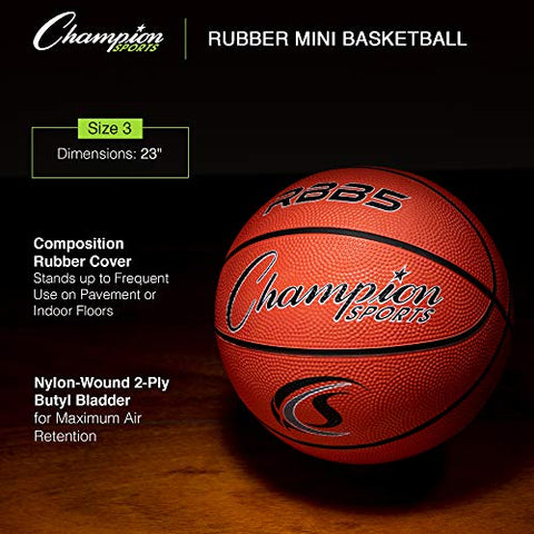 Image of Champion Sports Official Heavy Duty Rubber Cover Nylon Basketballs, Official (Size 7 - 29.5"), Orange