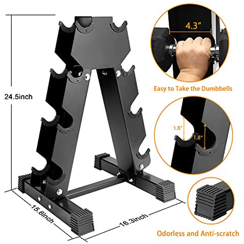 Image of Uprimu A-Frame Dumbbell Rack，4 Tier Weight Rack for Dumbbells, Rack Stand Dumbbell Weight Storage for Home Gym (300-Pound Weight Capacity)