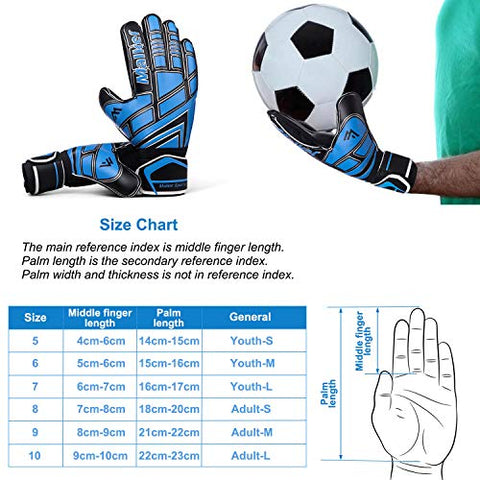 Image of Malker Soccer Goalie Gloves Goalkeeper Gloves with Fingersave and Double Wrist Protection, Strong Grip Goalkeeper Gloves for Youth&Adult Size 7