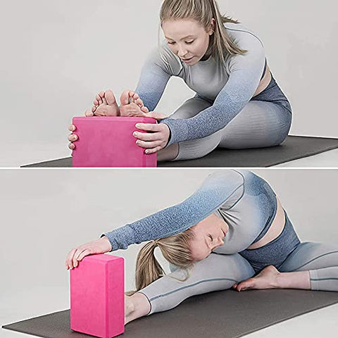 Image of Proberos®Yoga Blocks Set of 2 and Belt- 10×8×5.6 High Density EVA Foam Yoga Bricks with Yoga Strap Superior Traction and Moisture-Proof Ideal for Flexibility Stretching Yoga and Pilates