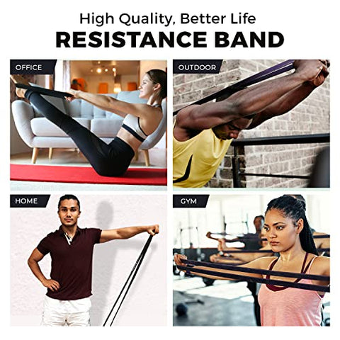 Image of SLOVIC Fitness Resistance Band - 42-inch Loop with Door Anchors | Pull up Training Bands for Calisthenics | with Workout Guide | 3 Years Warranty