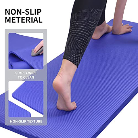 Image of PROIRON Exercise (BLUE)Yoga Mat 15mm Extra Thick, Pilates Mat Non-Slip Gym Fitness Mat for Workout with Carrying Strap -1800mm x 610mm x 15mm