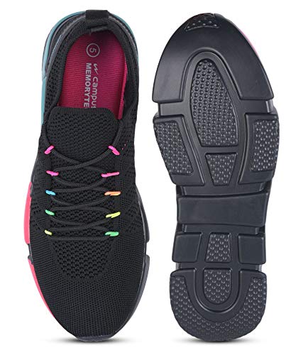 Campus Women's Sunshine Black Running Shoes-6 UK (39 EU