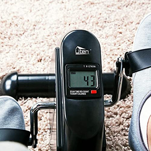 Image of Mini Exercise Bike-Uten Under Desk Bike Pedal Exerciser, Peddler Exerciser, Portable Foot Cycle Arm & Leg Peddler Machine with LCD Screen Displays-Black
