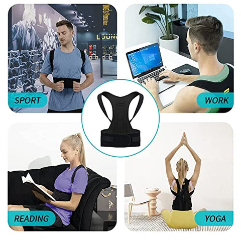 Image of PharmEasy Posture Corrector for Men and Women | Back Brace Provides Pain Relief for Neck, Back, and Shoulders, Support Trainer for Body Correction (PEPOS001) (Height Above 165 cm (5'5))