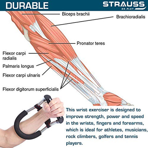 Image of Strauss Adjustable Wrist/Forearm Strengthener, (Black)