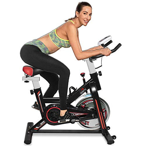 Image of DOLPHY Acrylonitrile Butadiene Styrene Exercise Spin Bike, Red & Black