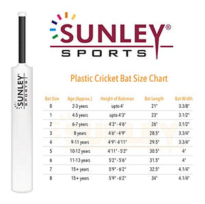 SUNLEY Plastic Cricket Kit (1 Piece Cricket Bat, 4 Piece Wickets, 2 Piece Base, 2 Piece Bails, 1 Piece Wind Ball, 1 Piece Kit Bag) (Size 3 for Age Group 8 Years) Yellow