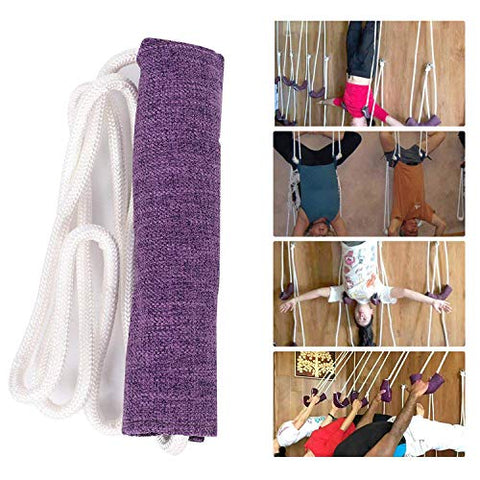 Image of Fitsy Iyengar Yoga Anti-Gravity Wall Rope Full Set Auxiliary Training Sport Aerial Suspension Yoga Rope Cotton (Purple)