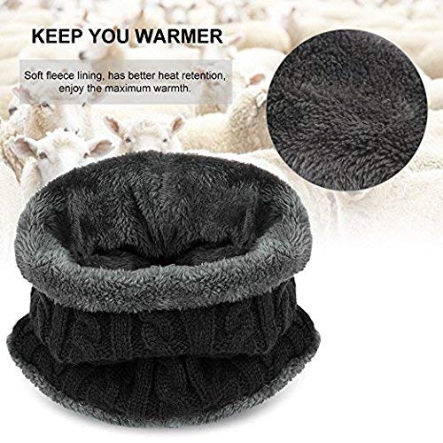 VT VIRTUE TRADERS Ultra Soft Unisex Woolen Beanie Cap Plus Muffler Scarf Set for Men Women Girl Boy - Warm, Snow Proof - 20 Degree Temperature (Black)
