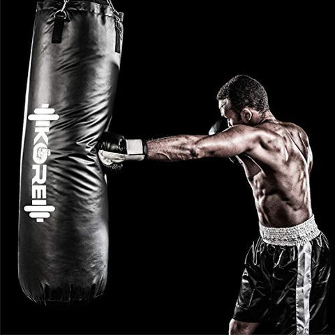 Image of KORE Phantom 3 Feet Unfilled Heavy Black Punching Bag SRF Material Boxing MMA Sparring Punching Training Kickboxing Muay Thai with Rust Proof Stainless Steel Hanging Chain