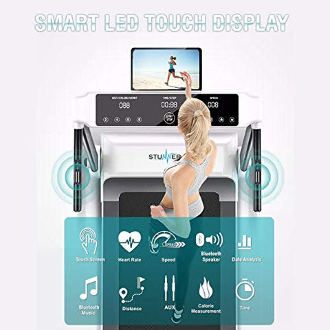 Image of Stunner Fitness S6 (2.0 HP) Smart Motorised Treadmill with LED Touch Interactive Display | Bluetooth Speaker | MP3 | Smartphone App | 100% Installed for Cardio Workout at Home