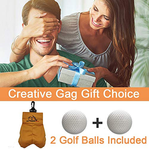 Image of Golf Ball Storage Bag with Two Golf Balls Inside Funny Gag Gift Prank White Elephant Gift for Men Him, Husband, Dad, Colleagues, Avid Golfer, Golf Club Souvenirs