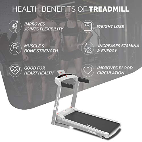PowerMax Fitness TDM-99S 1.5HP (3HP Peak) Motorized Treadmill with Free Installation Assistance, Home Use & Automatic Programs