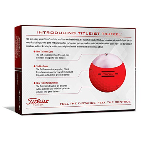 Image of Titleist TruFeel golf Balls, Matte Red, (One Dozen)