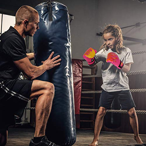Image of HOHJYA Kids Boxing Gloves, 4oz Boxing Gloves for Kids Boys Girls Junior Youth Toddlers, Training Gloves for Punching Bag, Kickboxing, Muay Thai, MMA, Sparring Age 3-15 Years