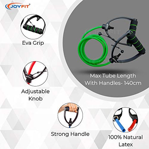 Image of Joyfit Resistance Tube[1 Pc]- with Adjustable knob for Workout with Door Anchor & Workout Chart. Toning Tube for Home Workout, Strength Training, Crossfit, Pilates. Resistance Band for Men and Women