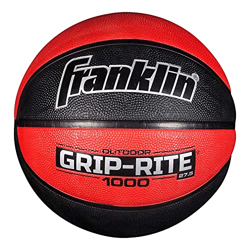 Franklin Sports Grip-Rite 1000 Youth Basketball ‚ Durable Basketball ‚ Junior Size Basketball for School, Camp, Home Basketball Practice ‚ Indoor and Outdoor Basketball ‚ Black/Red ‚27.5"