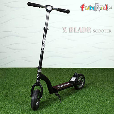 Image of Fun Ride Kids Scooter, Xblade 2 Wheel Kick Scooters for Boys and Girls with Adjustable Height and Rear Suspension Brake 2 Wheels Skate Weight Capacity Upto 50 Kg, Ideal Baby Age 3 Years+ (Black)