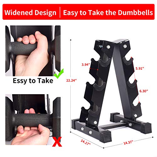 A-Frame Dumbbell Rack Only-6 Tier Weight Rack for Dumbbells, Dumbbell Stand - Dumbbell Holder - Dumbbell Rack Stand - Weight Racks for Dumbbells in 3,4,5,6 Tiers (580 LBS) (Black - Holds 3 pairs)