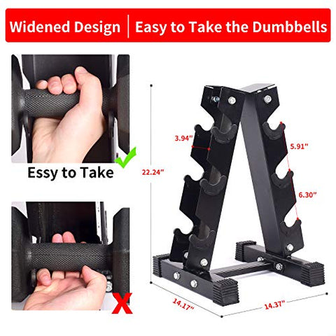Image of A-Frame Dumbbell Rack Only-6 Tier Weight Rack for Dumbbells, Dumbbell Stand - Dumbbell Holder - Dumbbell Rack Stand - Weight Racks for Dumbbells in 3,4,5,6 Tiers (580 LBS) (Black - Holds 3 pairs)