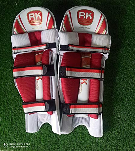 Image of RK KAIME SPORTS Cotton Batting Pad Club Ultimate Intense - Legguard Practice Pad for Mens Youth & Boys (Youth) (White, Red)