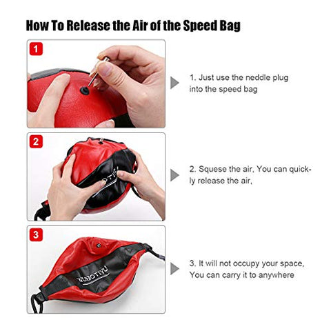 Image of VAlinks Professional Double End Speed Bag PU Leather Punch Ball Striking Bag Kits for Boxing MMA Training Muay Thai Fitness or Fighting Sport (Red)