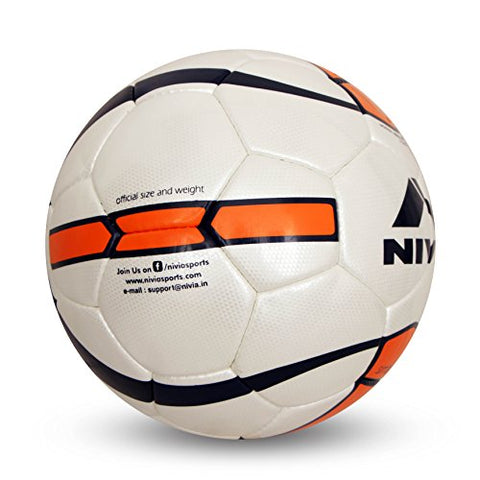 Image of Nivia Simbolo Football, Size 5 (White/Orange), leather