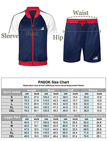 Image of PASOK Men's Tracksuits 2 Piece Set Outfit Full Zip Jogging Sweatsuits Activewear Sport Suit (L, Short Style Navy)