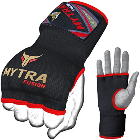 Image of Mytra Fusion Kids Hybrid Boxing Inner Gloves Punching Boxing MMA Muay Thai Gym Workout Gel Inner Gloves (Black, Junior)