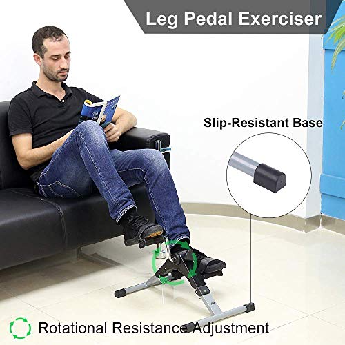 Device Mini Pedal Cycle Bike for Exercise & Weight Loss with Digital Display of Many Functions, Ready to Use + 2 Pairs of Heel Pad Free (Black)