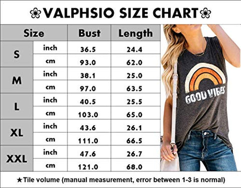 Image of Valphsio Womens Summer Good Vibes Rainbow Tank Graphic Sleeveless Shirt Tee T-Shirt