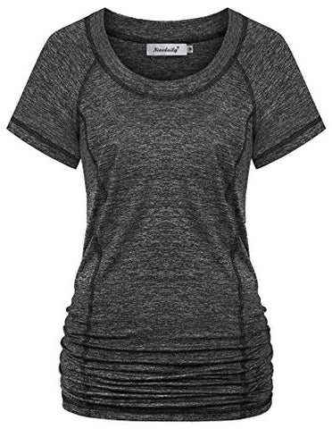 Image of Ninedaily Workout Tops for Women,Juniors Roomy Beach Vacation Volleyball Tees Game Leisure Compression Shirts for Womens Short Sleeve Thin Soccer Training Tunics Ladies Missss Black Large