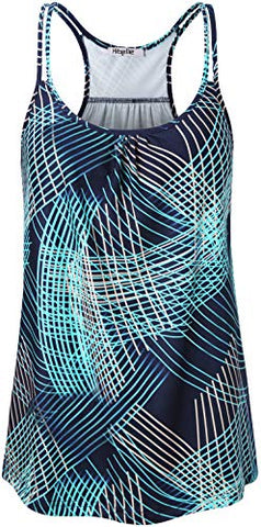Image of Hibelle Sport Tank Tops for Women, Fashion Summer Workout Yoga Top Racerback Running Exercise Tanks Shirts Tennis Gym Athletic Clothes Active Wear Outfits Blue Pattern Large