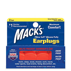 Mack's Silicone Earplugs - Orange - 2 pair