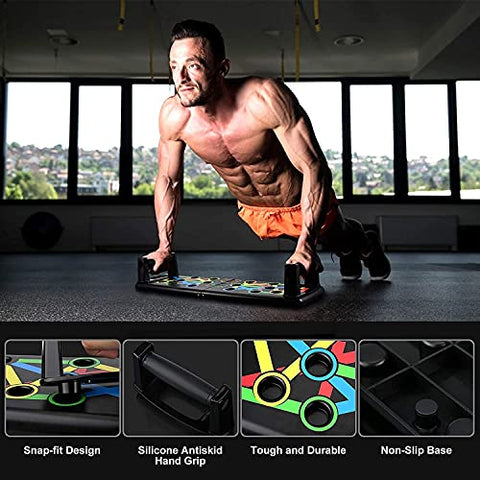 Image of Nexqua Fitness Portable Push Up Board System, 14 in 1 Body Building Exercise Tools Workout Push Up Stand, Workout Board Training System for Men Women home gym(Black)