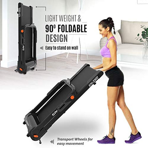 Image of SPARNOD FITNESS STH-3300 5.5 HP Peak Automatic Pre-Installed Foldable Motorized Running Indoor Treadmill for Home Use (Black Color)