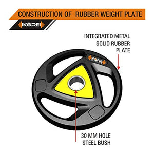 Kore Professional Metal Integrated Rubber Plates DM-10KG (2.5 KG x 4 = 10 KG) Combo 16 Dumbbells Set, Multicolor