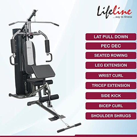 Image of Lifeline Fitness HG-005 Home Gym with LB-311 Adjustable Bench (8 Levels), Multipurpose All in One Home Gym Workout Combo