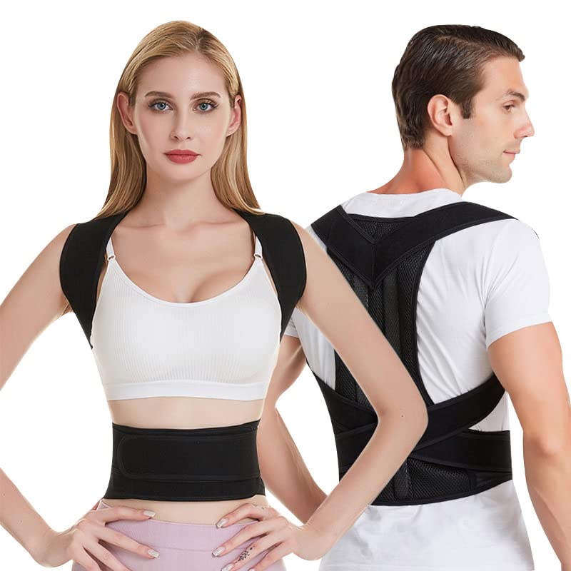QOZWEID Posture Corrector for Men Back Support Belt for Pain Relief for Women Adjustable Upper Back Straightener Shoulder and Chest Brace (L)