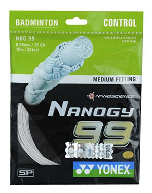 YONEX Nanogy 99 Microfiber Badminton Strings (White, 0.69mm)